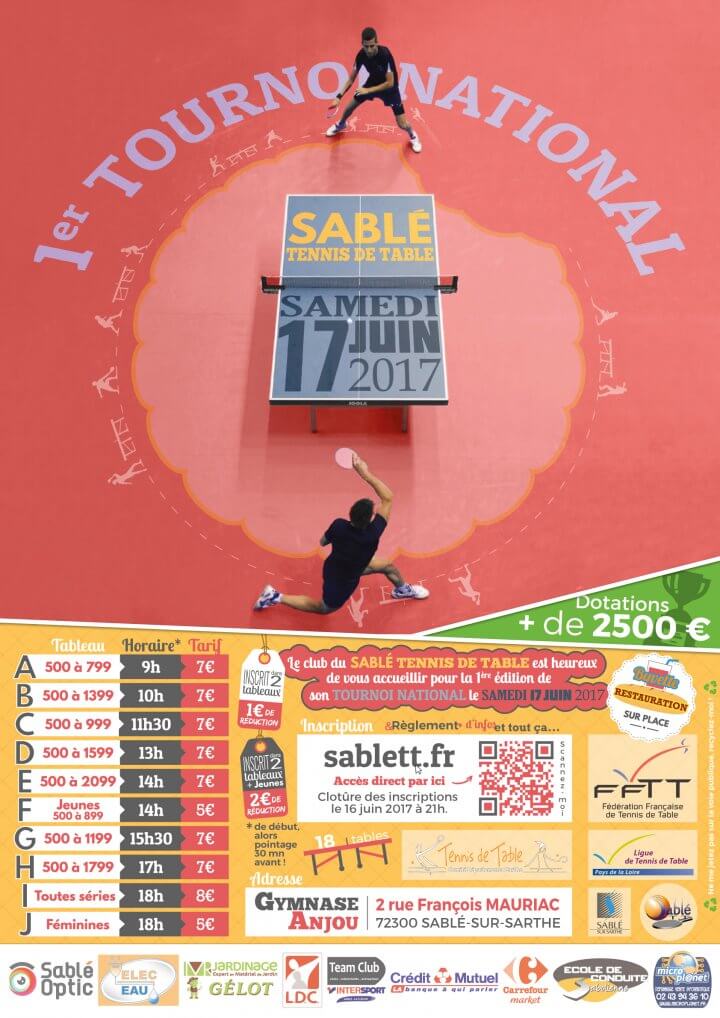 Sable TT - Tournoi National B 17 juin 2017 - Affiche